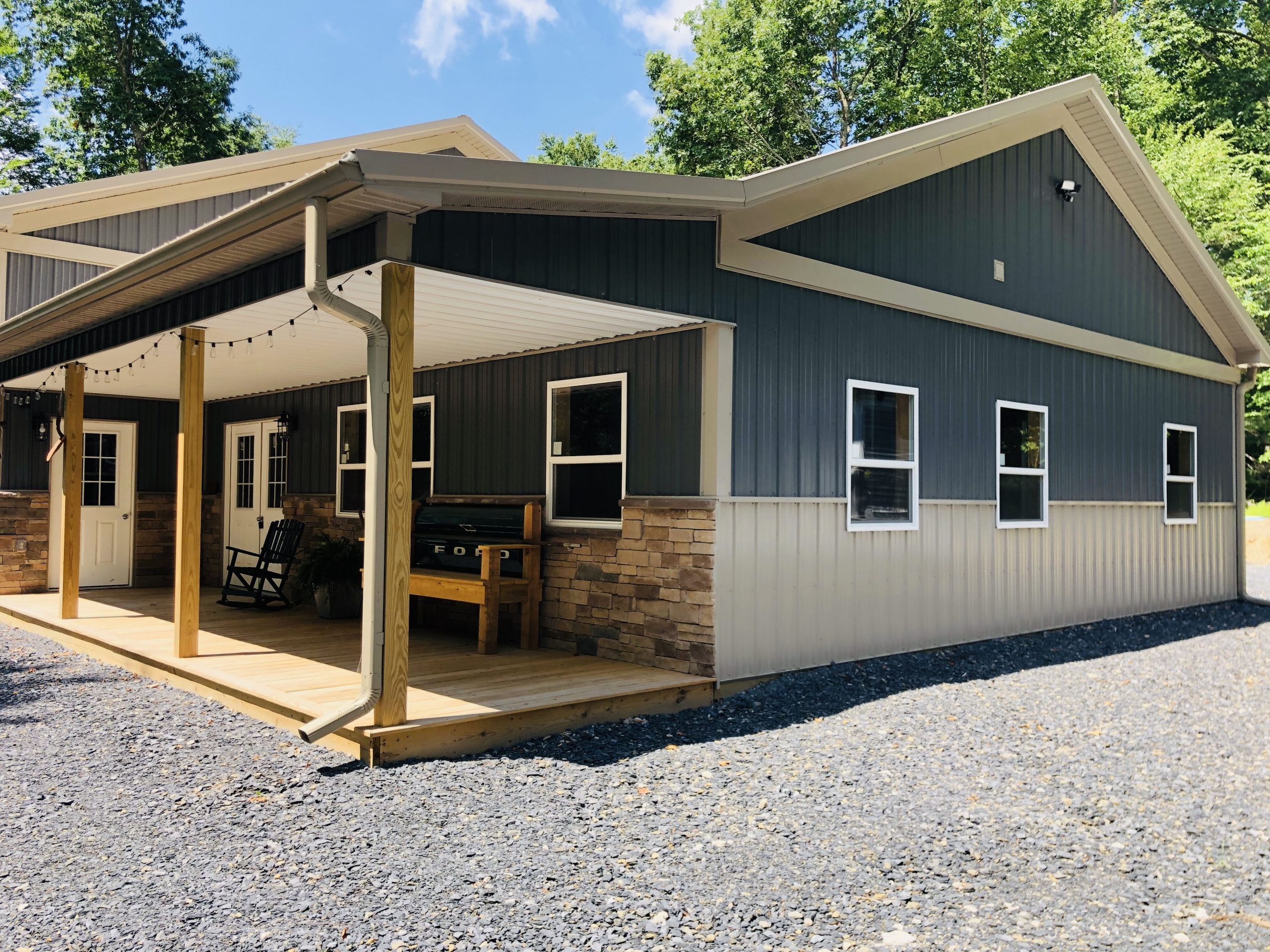 newly attached metal home addition to barn