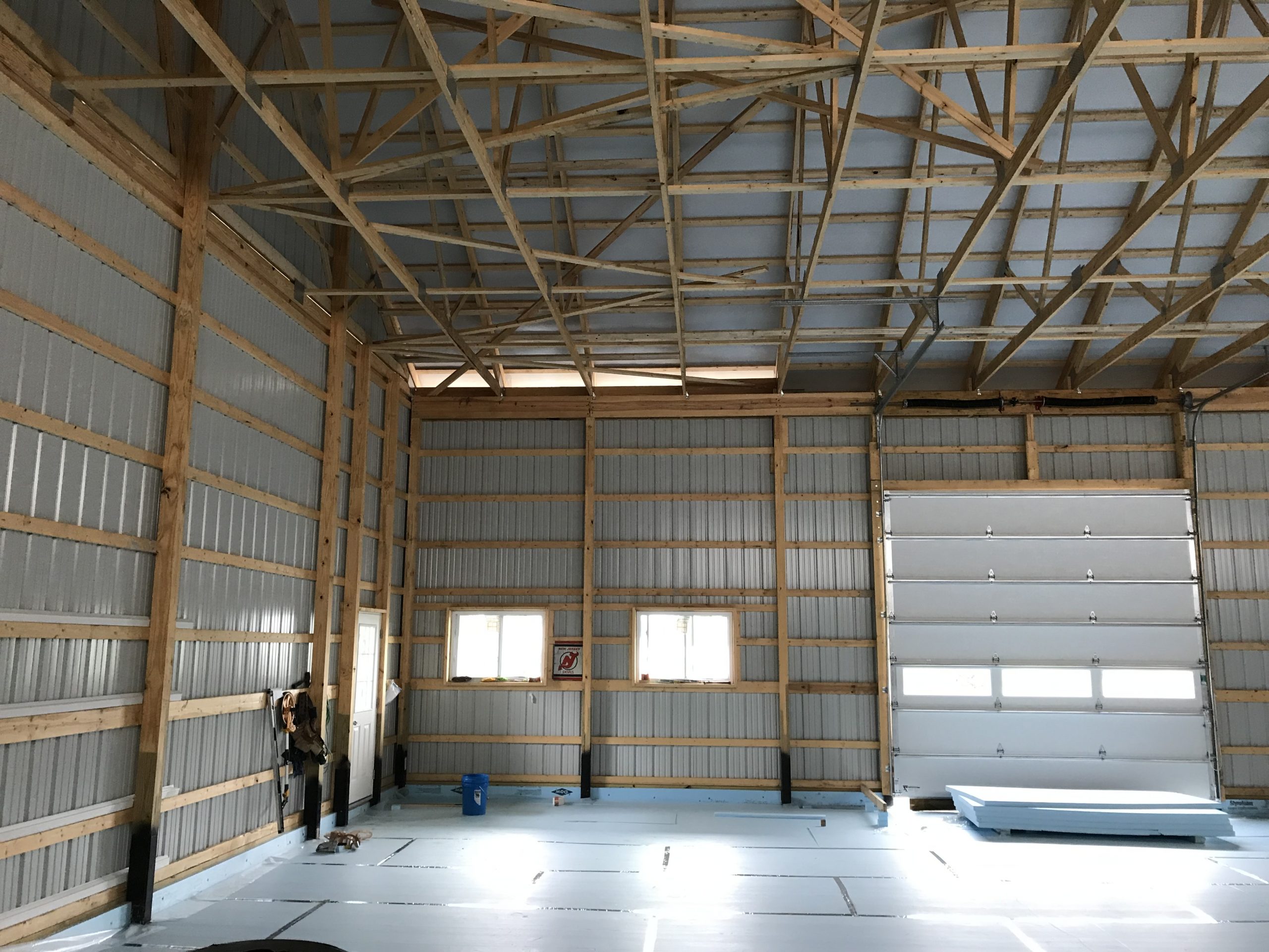 wooden bearings and construction in new construction barn