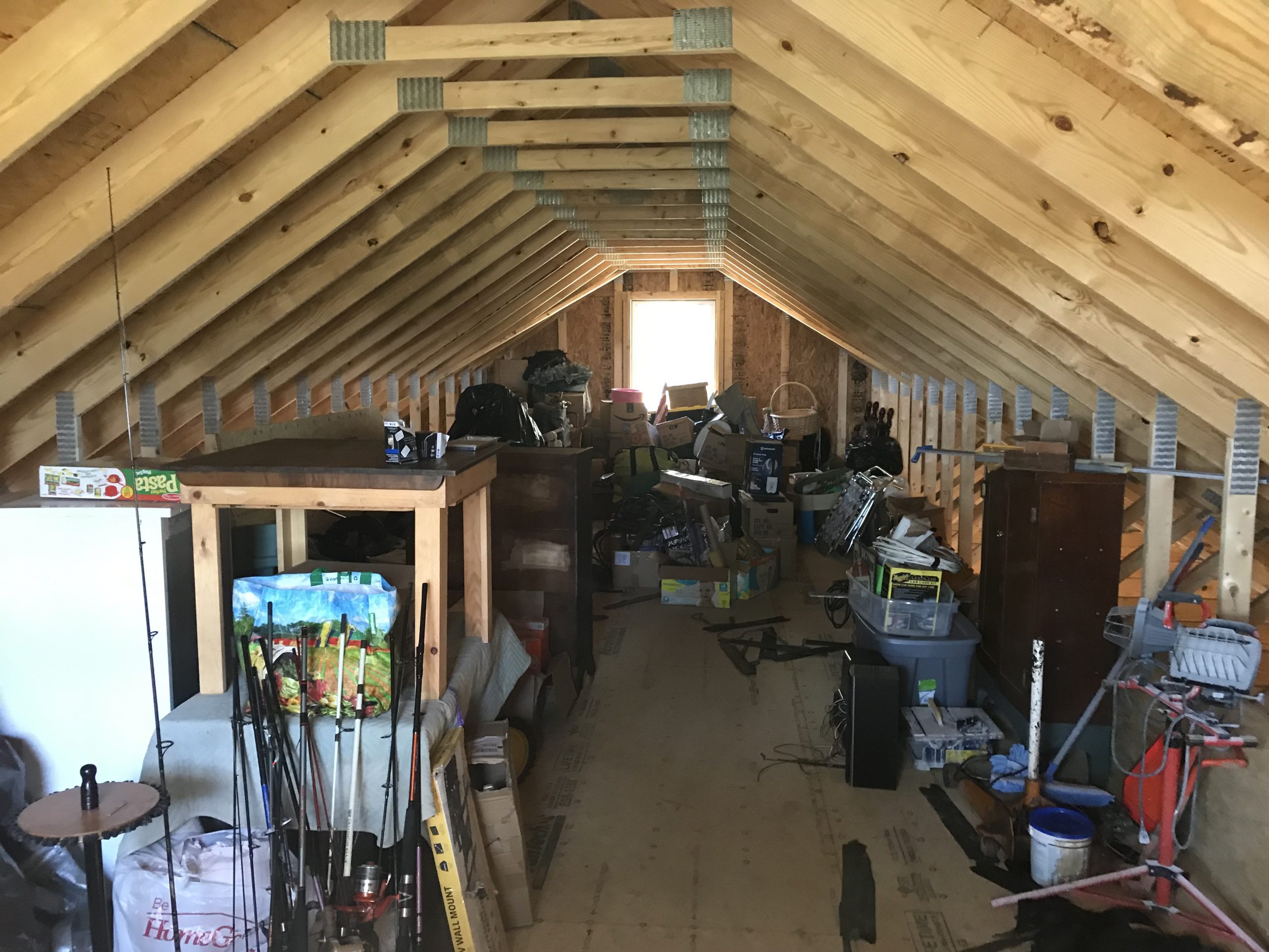 second story storage space in residential garage