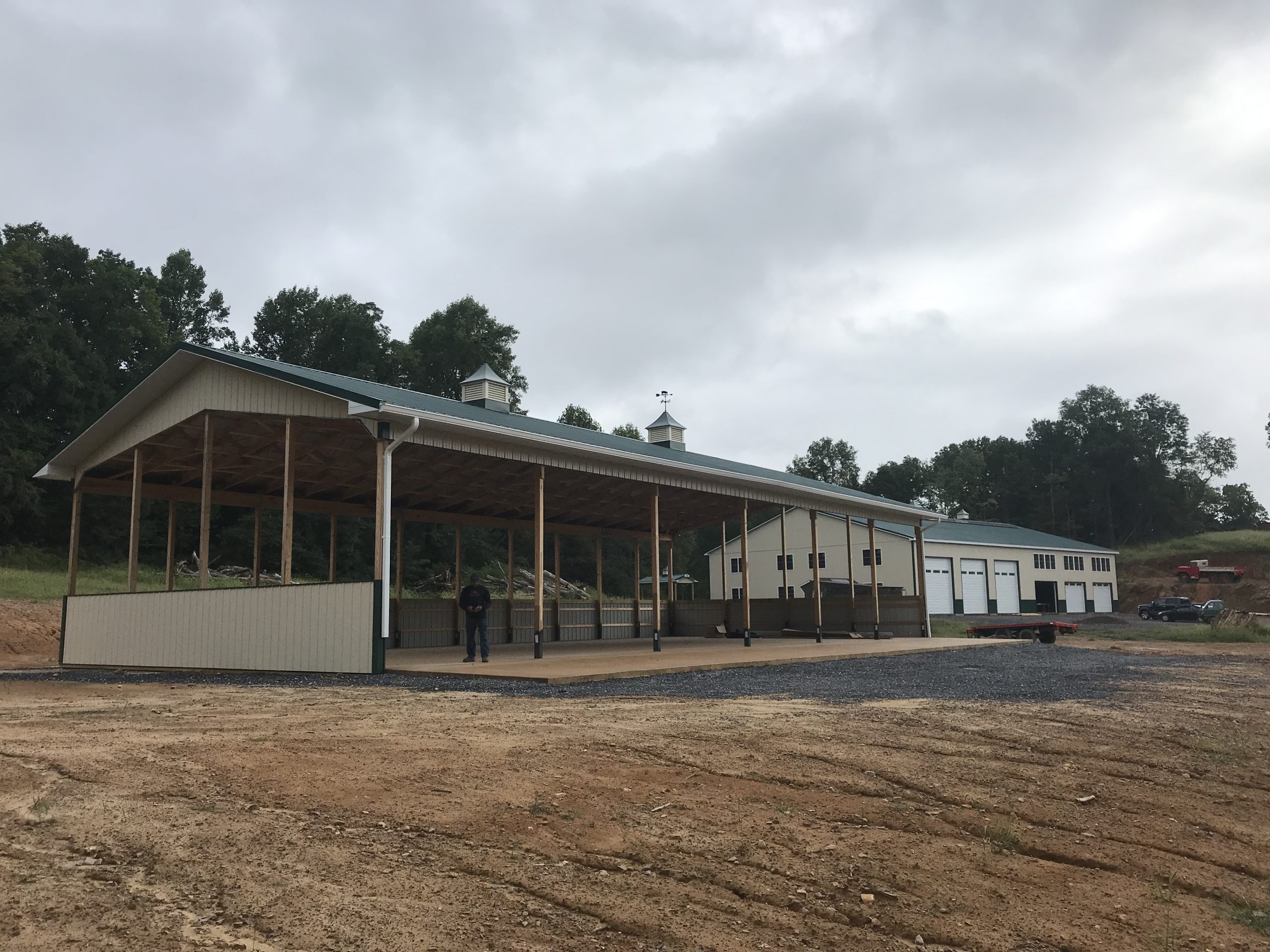 horse stall barn in process of being built