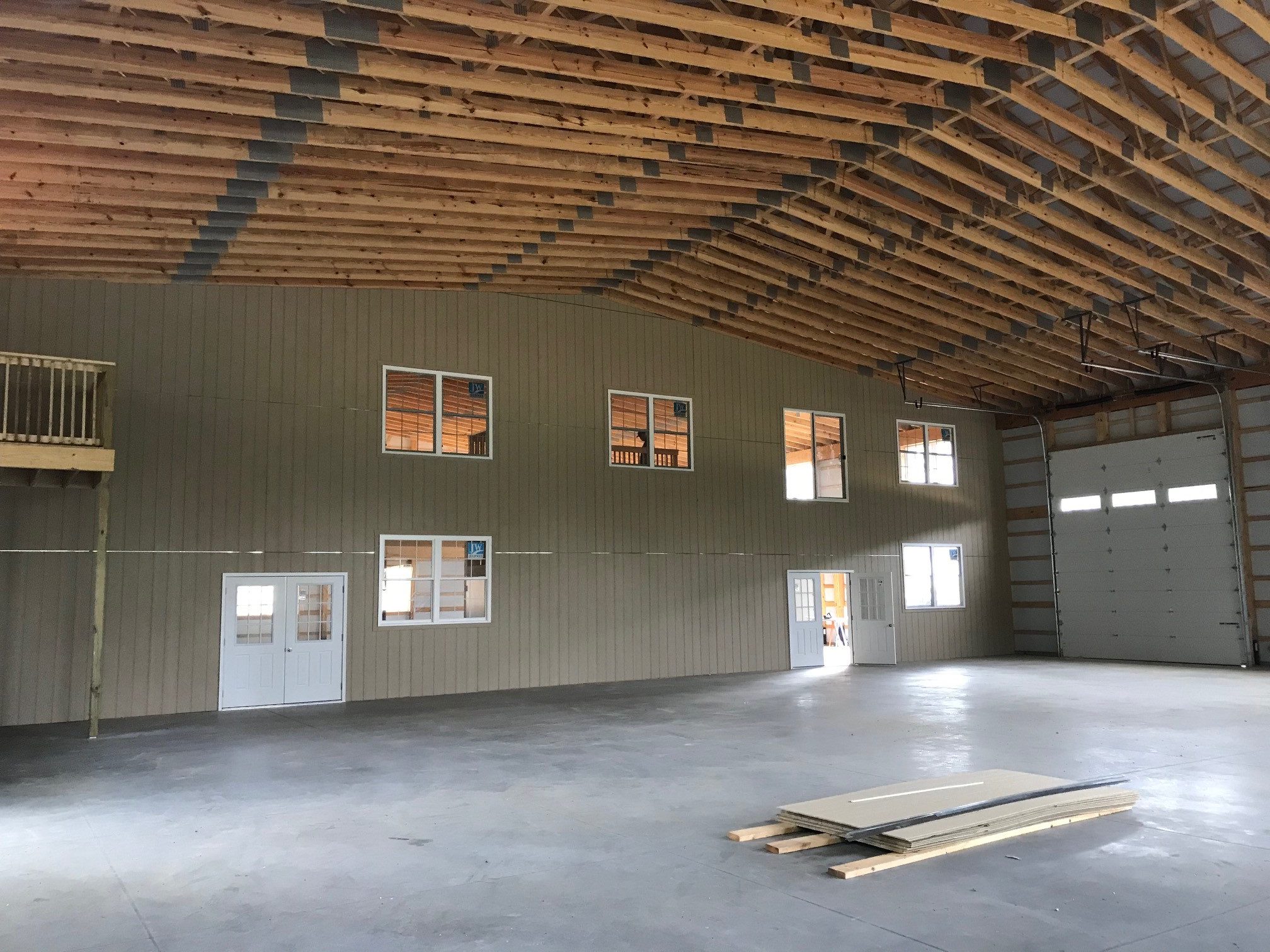 interior of newly construction pole barn